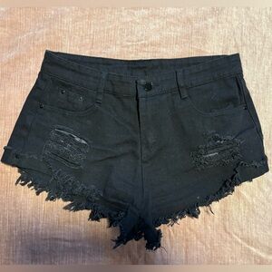 NO NAME Black Distressed High-Rise Women’s Denim Shorts